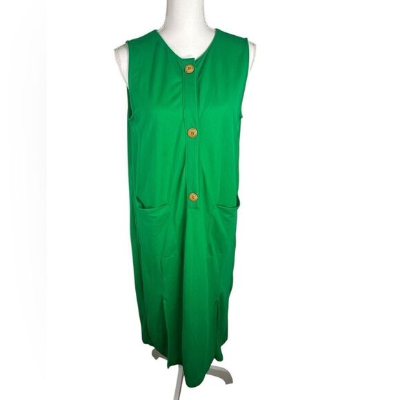 Zara Green Dress with Pockets and Slits Size S - Picture 2 of 8
